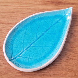 Liść ceramiczny, błękitny